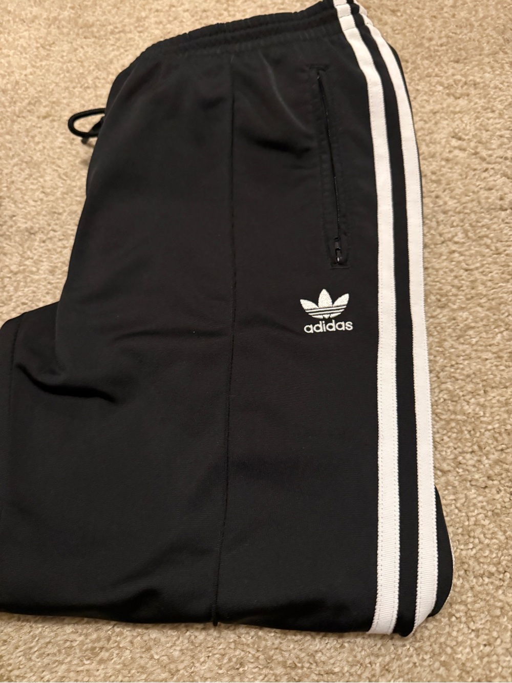 adidas Cigerette Style, Black Joggers with White 3-Stripe Trim